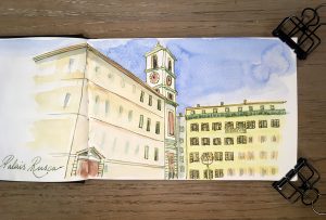 Zeichnung einer Kirche in der Altstadt von Nizza