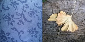 Blumenmuster und Ginkgoblatt